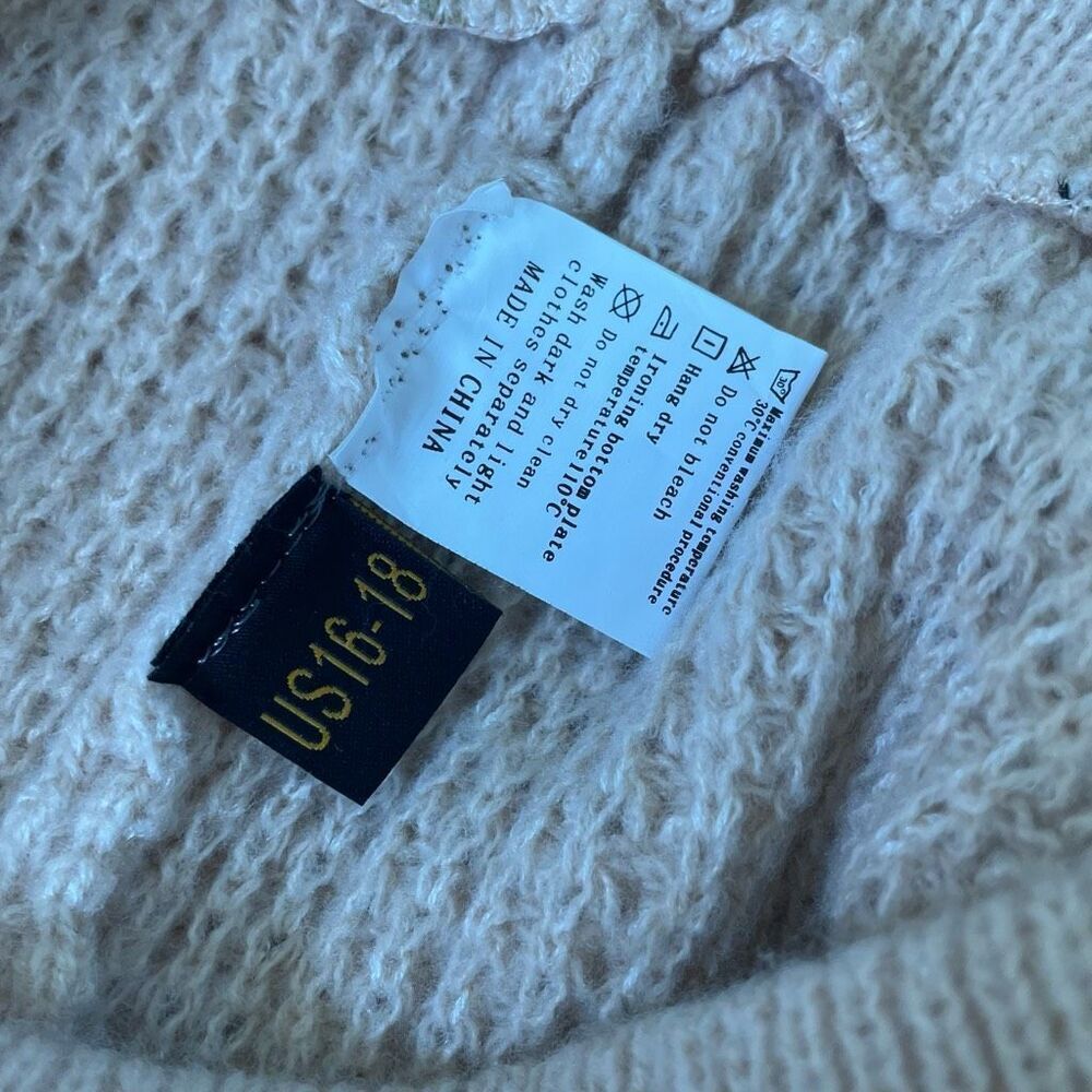Annah Hariri Pollina Knit Pull On Flare Pants Beige Xl 16 18 — image 5 of 7